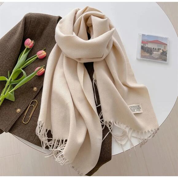 ACCITY Accessories - Double Sided Faux Cashmere Scarf-Solid Color Shawl